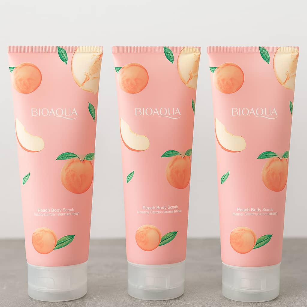 نمک بدن هلو بیواکوا - لایه بردار ملایم و روشن کننده پوست بدن